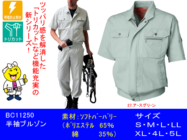 サンエス] 半袖ブルゾン メンズ SPT12420 ブルー S（サンエス